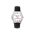 Ladies Black Leather Strap Watch